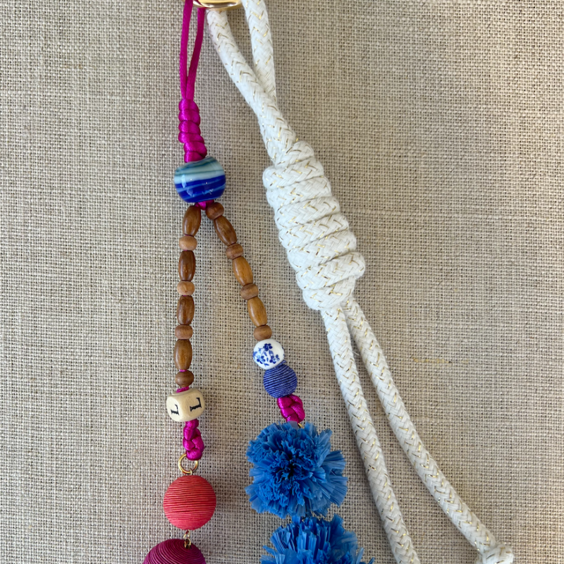Pompom Bag Charm with Initial - L